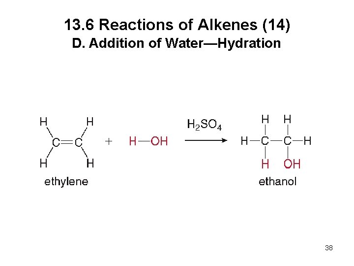 13. 6 Reactions of Alkenes (14) D. Addition of Water—Hydration 38 