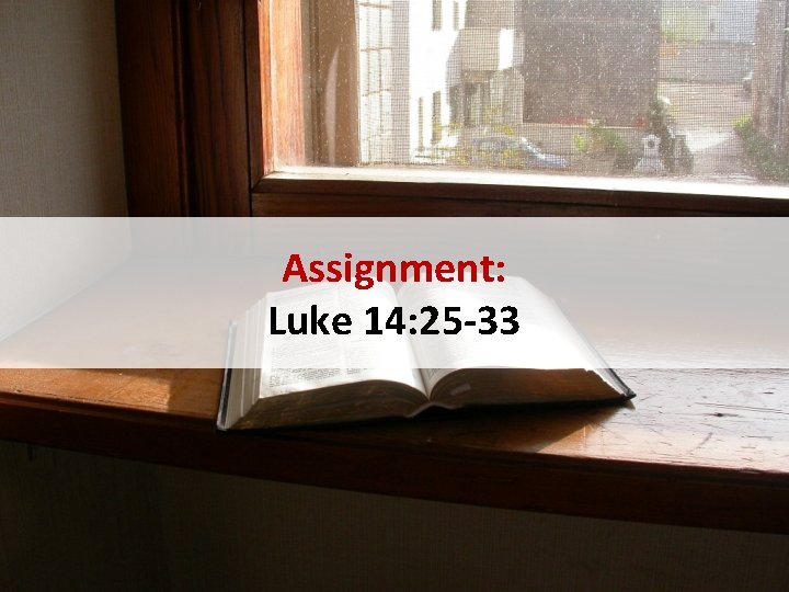 Assignment: Luke 14: 25 -33 