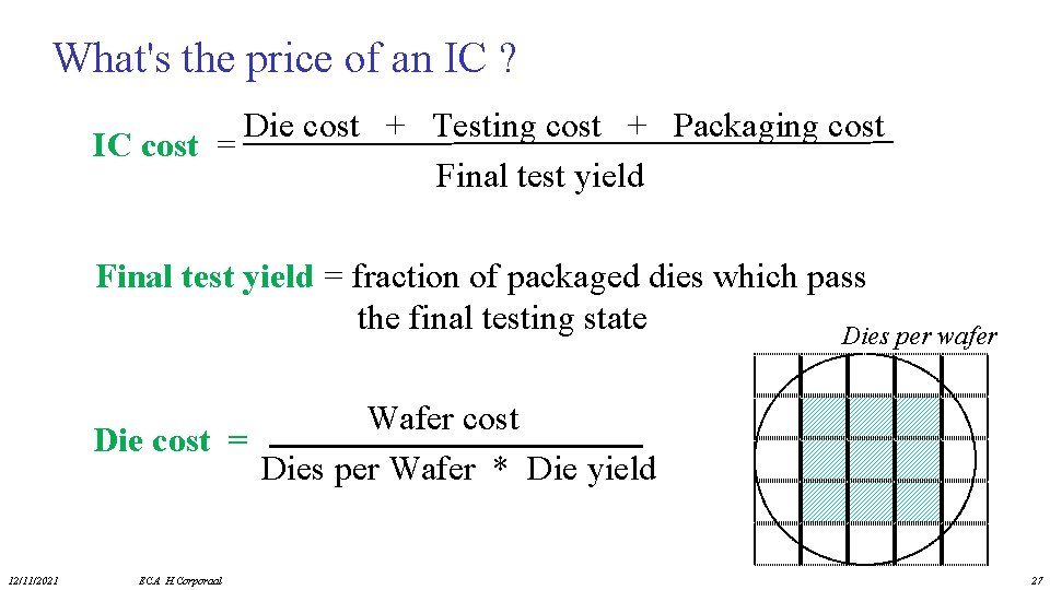 What's the price of an IC ? Die cost + Testing cost + Packaging