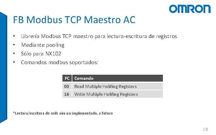 FB Modbus TCP Maestro AC • • Librería Modbus TCP maestro para lectura-escritura de