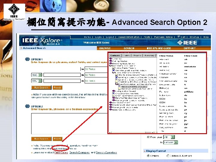 欄位簡寫提示功能- Advanced Search Option 2 