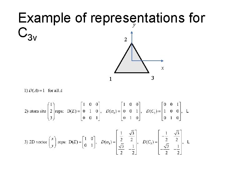 Example of representations for y C 3 v 2 x 1 3 