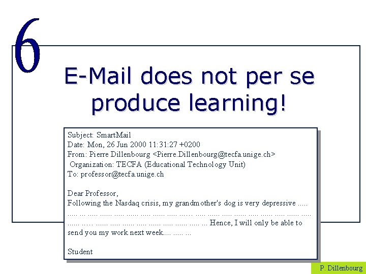 E-Mail does not per se produce learning! Subject: Smart. Mail Date: Mon, 26 Jun