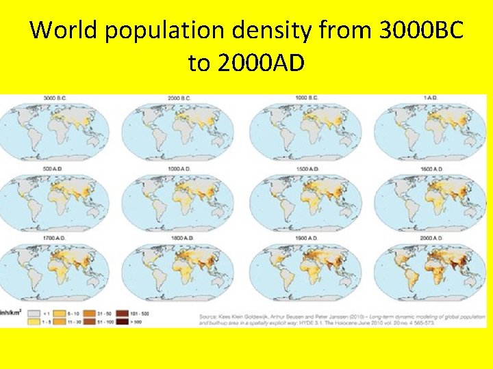 World population density from 3000 BC to 2000 AD 