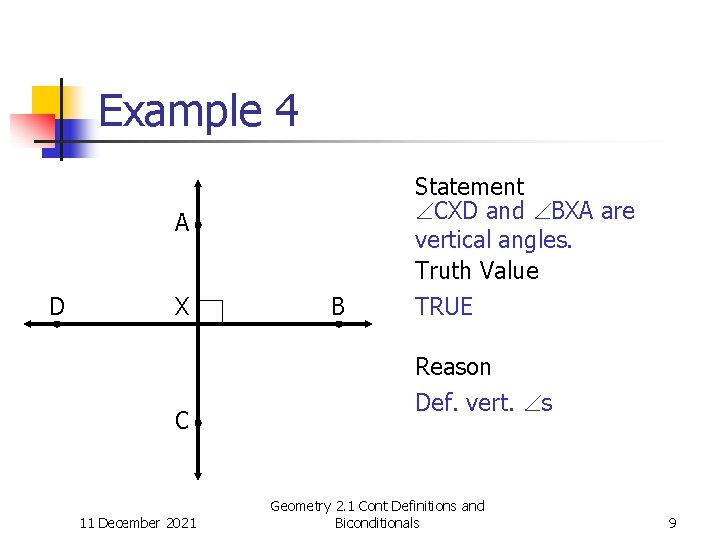 Example 4 A D X C 11 December 2021 B Statement CXD and BXA