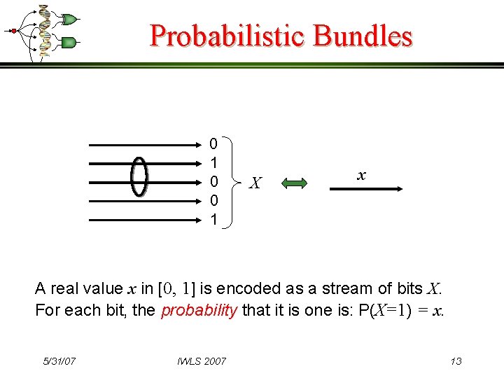 Probabilistic Bundles 0 1 0 0 1 X x A real value x in