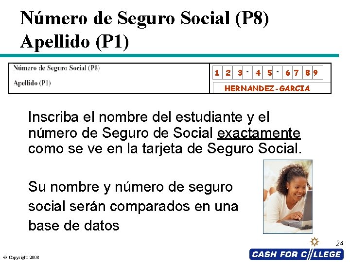 Número de Seguro Social (P 8) Apellido (P 1) 1 2 3 4 5