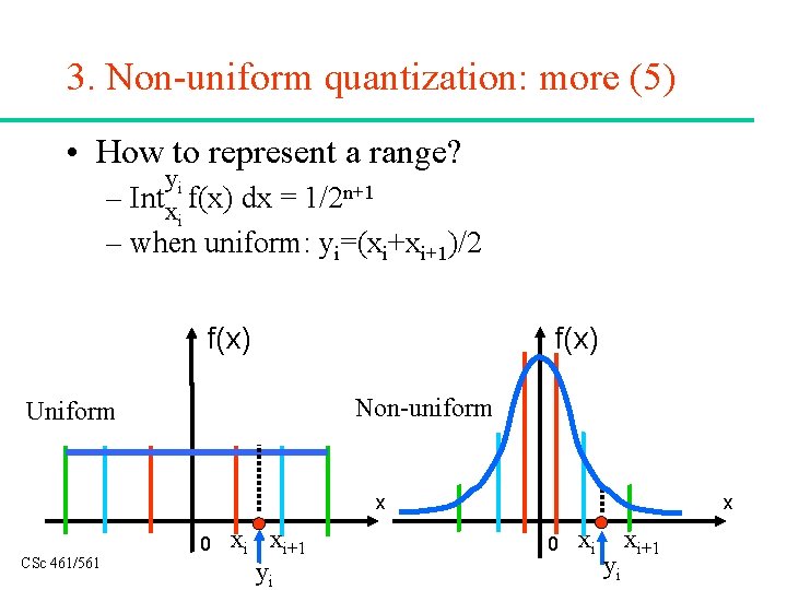 3. Non-uniform quantization: more (5) • How to represent a range? yi – Intx