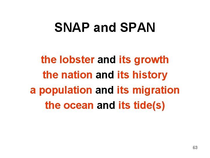 SNAP and SPAN the lobster and its growth the nation and its history a