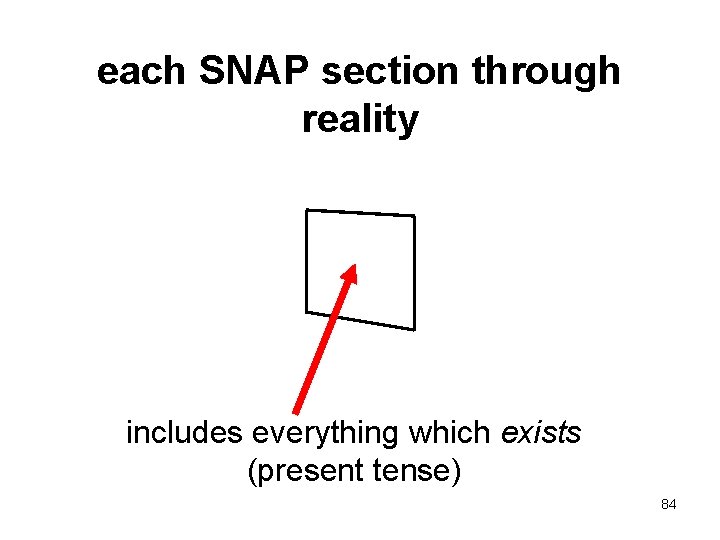 each SNAP section through reality includes everything which exists (present tense) 84 