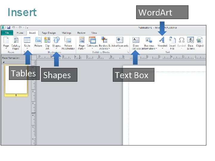 Insert Tables Shapes Word. Art Text Box 