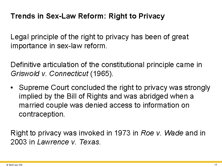 Trends in Sex-Law Reform: Right to Privacy Legal principle of the right to privacy