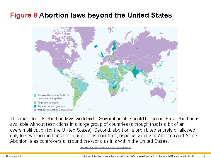 Figure 8 Abortion laws beyond the United States This map depicts abortion laws worldwide.