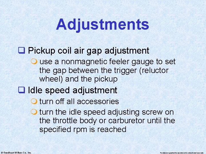 Adjustments q Pickup coil air gap adjustment m use a nonmagnetic feeler gauge to