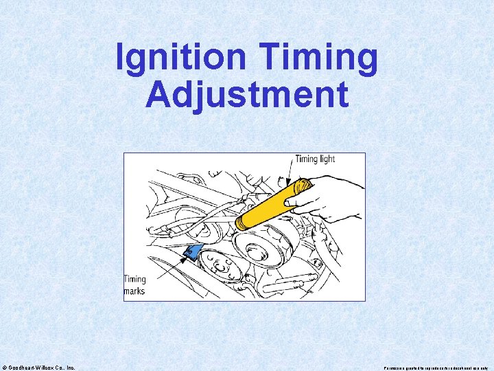 Ignition Timing Adjustment © Goodheart-Willcox Co. , Inc. Permission granted to reproduce for educational