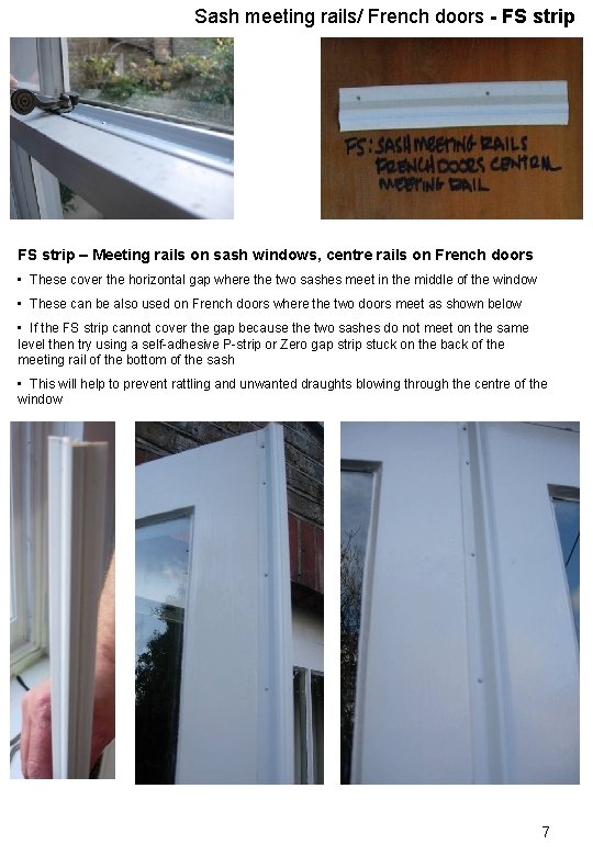Sash meeting rails/ French doors - FS strip – Meeting rails on sash windows,