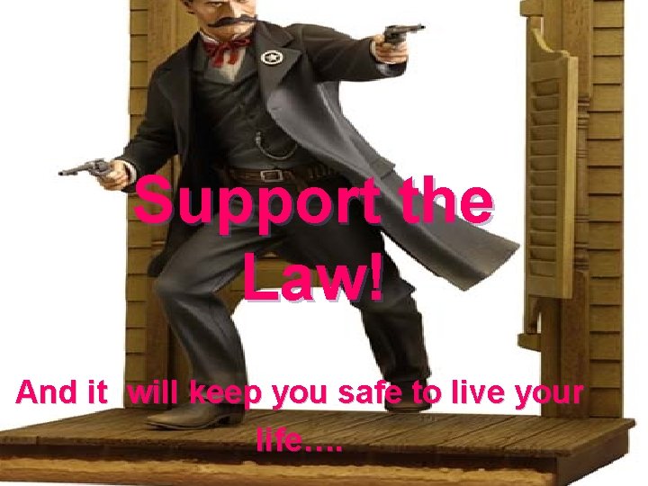 Support the Law! And it will keep you safe to live your life…. 
