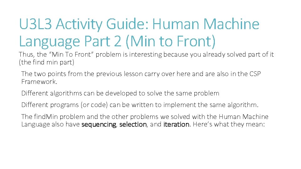 U 3 L 3 Activity Guide: Human Machine Language Part 2 (Min to Front)