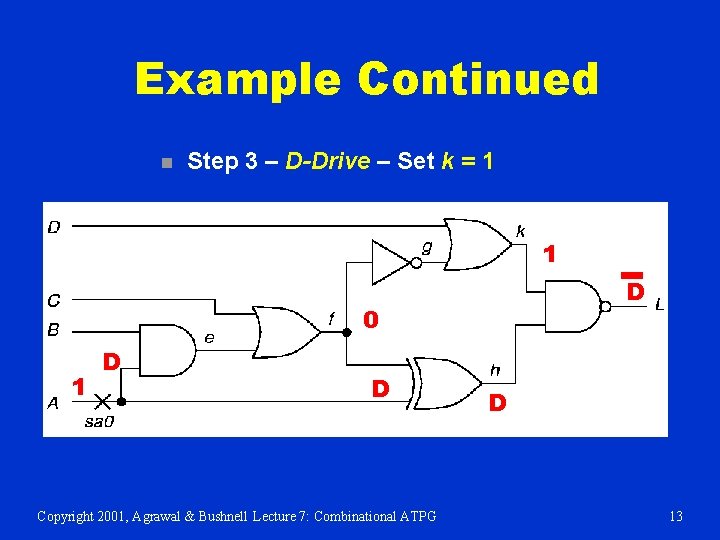 Example Continued n Step 3 – D-Drive – Set k = 1 1 D