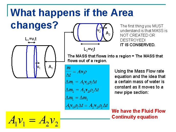 What happens if the Area changes? v 2 L 1=v 1 t L 2=v