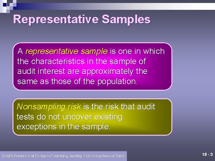 Representative Samples A representative sample is one in which the characteristics in the sample