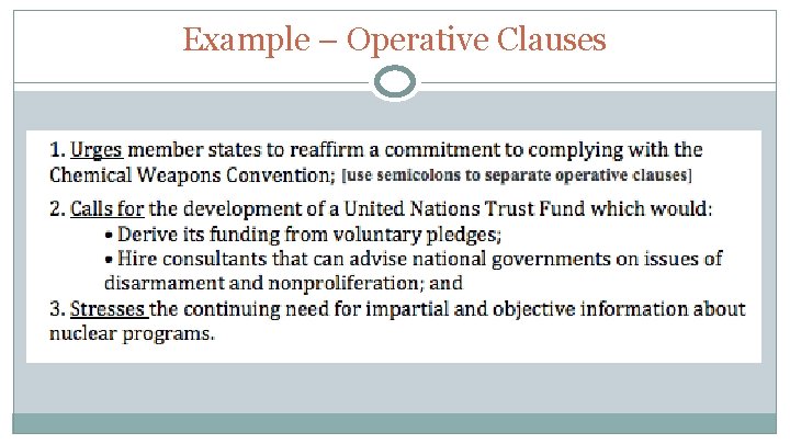 Example – Operative Clauses 