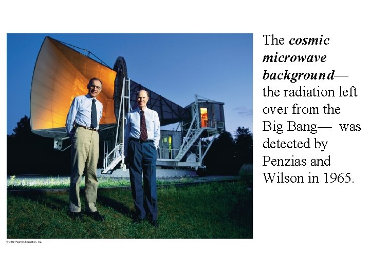 The cosmic microwave background— the radiation left over from the Big Bang— was detected