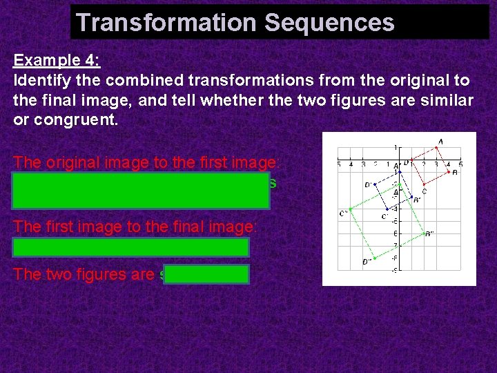 Identifying Combined Transformations Transformation Sequences Example 4: Identify the combined transformations from the original