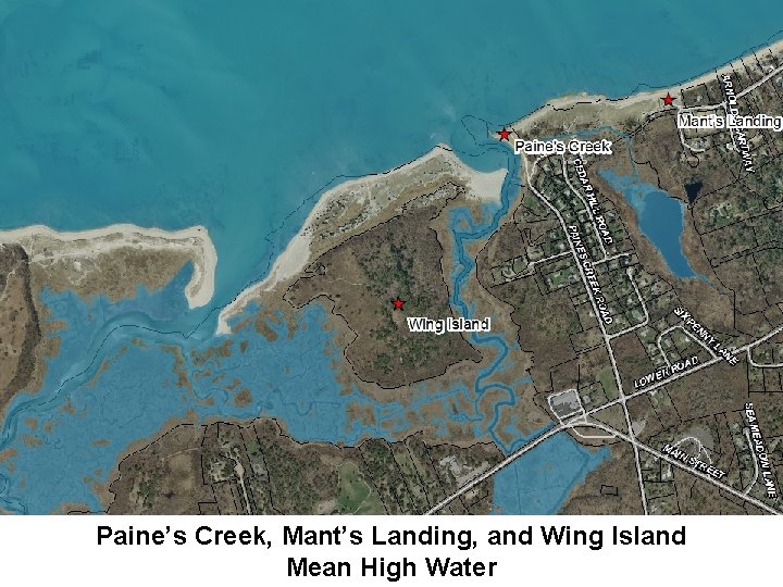 Paine’s Creek, Mant’s Landing, and Wing Island Mean High Water 