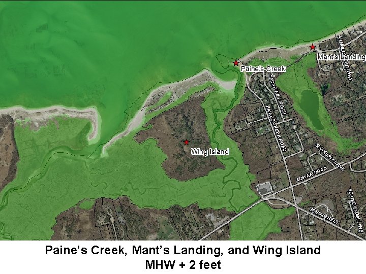 Paine’s Creek, Mant’s Landing, and Wing Island MHW + 2 feet 