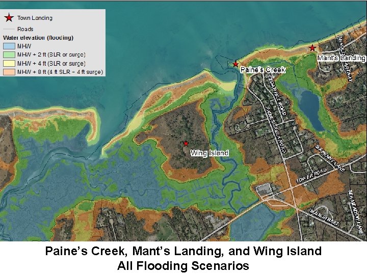 Paine’s Creek, Mant’s Landing, and Wing Island All Flooding Scenarios 