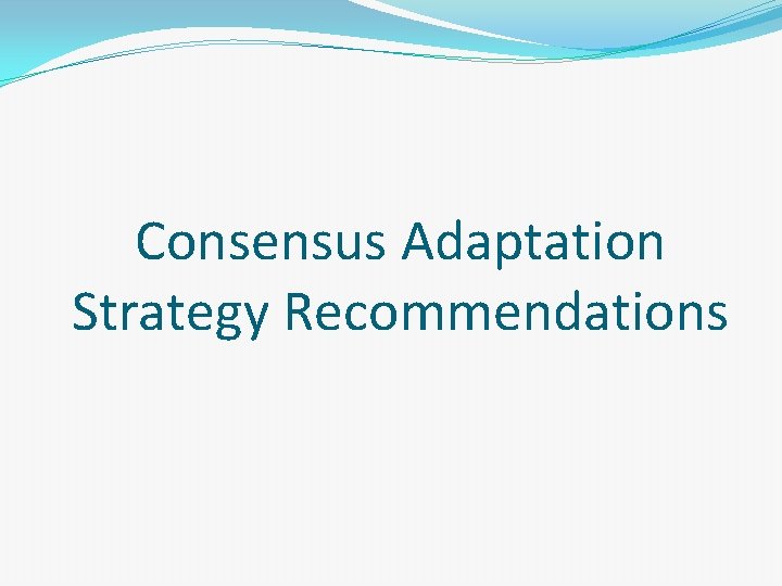 Consensus Adaptation Strategy Recommendations 