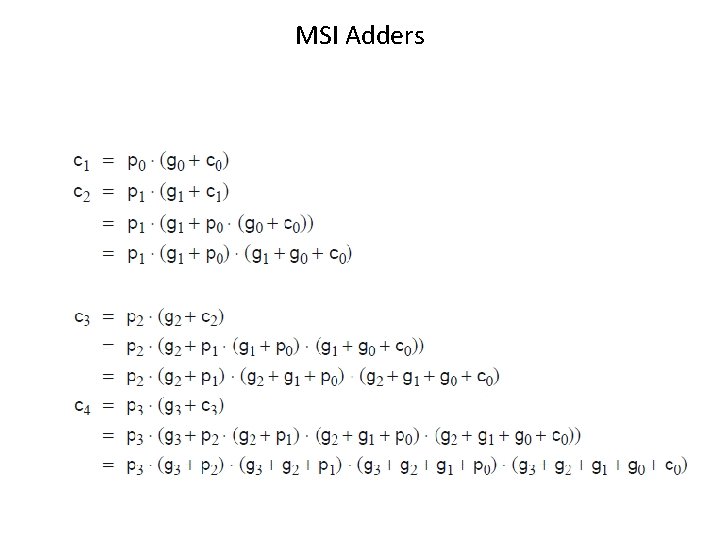 MSI Adders MSI Adders