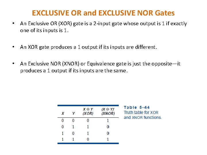 EXCLUSIVE OR and EXCLUSIVE NOR Gates • An Exclusive OR (XOR) gate is a EXCLUSIVE OR and EXCLUSIVE NOR Gates • An Exclusive OR (XOR) gate is a