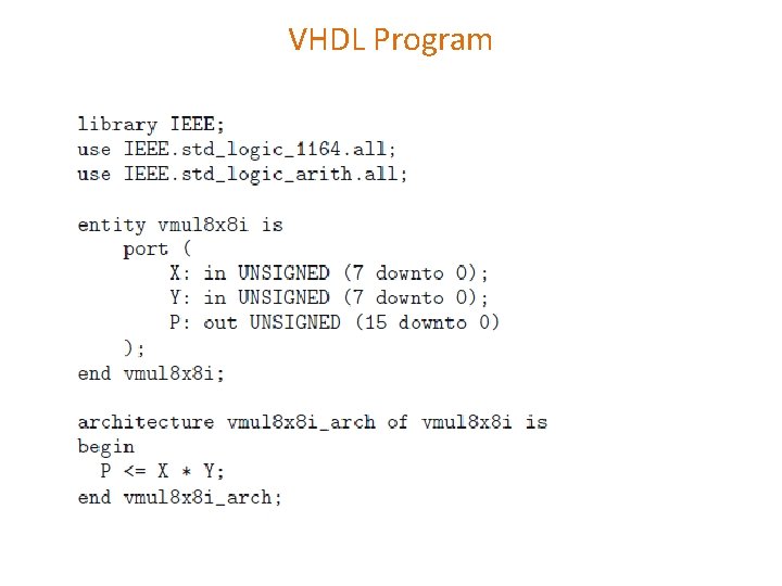 VHDL Program VHDL Program
