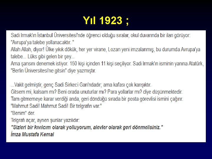 Yıl 1923 ; 