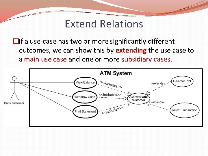 Extend Relations �If a use-case has two or more significantly different outcomes, we can