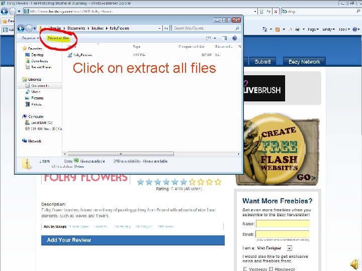Click on extract all files 