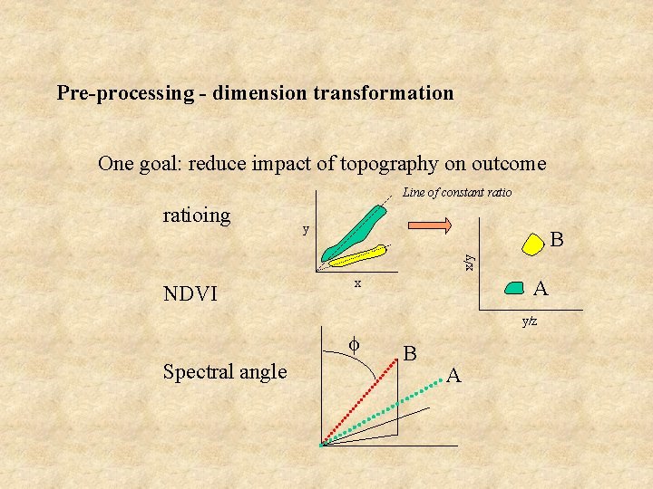 Pre-processing - dimension transformation One goal: reduce impact of topography on outcome Line of