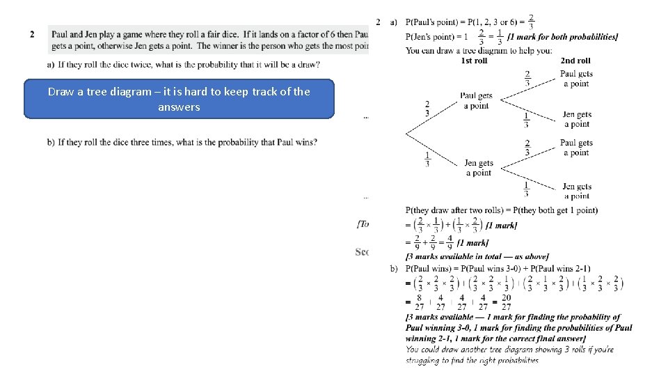 Draw a tree diagram – it is hard to keep track of the answers Draw a tree diagram – it is hard to keep track of the answers