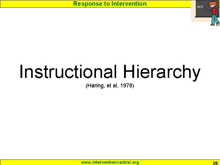 Response to Intervention Instructional Hierarchy (Haring, et al, 1978) www. interventioncentral. org 26 