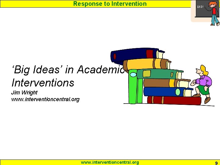 Response to Intervention ‘Big Ideas’ in Academic Interventions Jim Wright www. interventioncentral. org 9