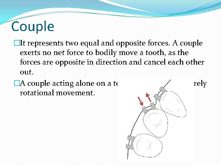 Couple �It represents two equal and opposite forces. A couple exerts no net force
