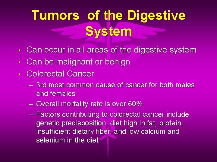 Tumors of the Digestive System • • • Can occur in all areas of