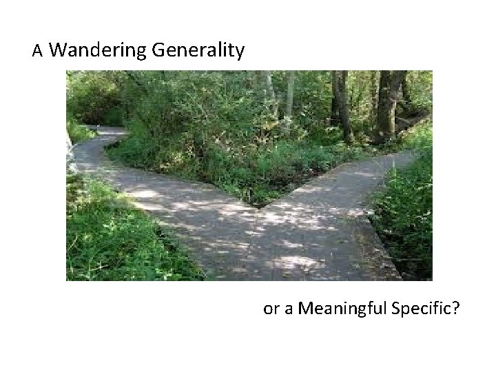 A Wandering Generality or a Meaningful Specific? 