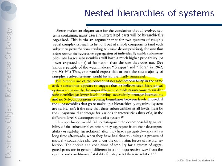 Nested hierarchies of systems 7 © 2004 -2011 BORO Solutions Ltd. 