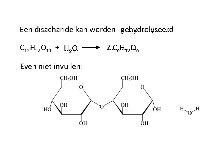 Een disacharide kan worden. . . gehydrolyseerd C 12 H 22 O 11 +
