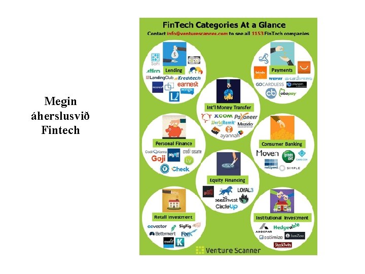 Megin áherslusvið Fintech 