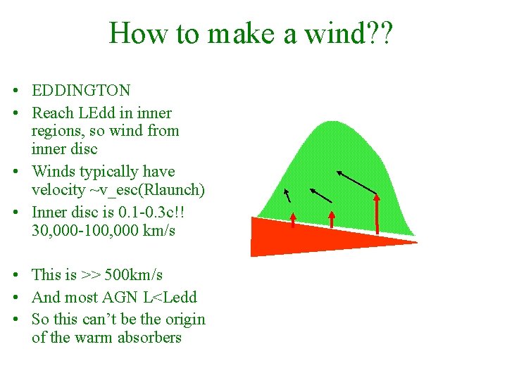 How to make a wind? ? • EDDINGTON • Reach LEdd in inner regions,