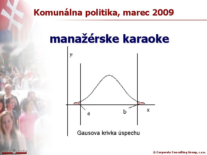 Komunálna politika, marec 2009 manažérske karaoke Gausova krivka úspechu © Corporate Consulting Group, s.